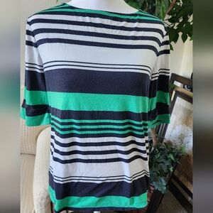 Ann Taylor Black and Green Boxy T-Shirt